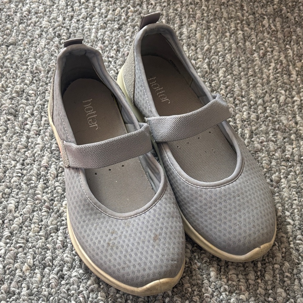 hotter Light Gray Mary Jane Style Casual Sneakers